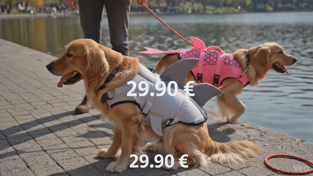 🦈🧜‍♀️ Giubbotto di Salvataggio per Cani da Mare e Piscina "Squalo e Sirena" - Sicurezza in Acqua con Stile! Mare e Piscina!