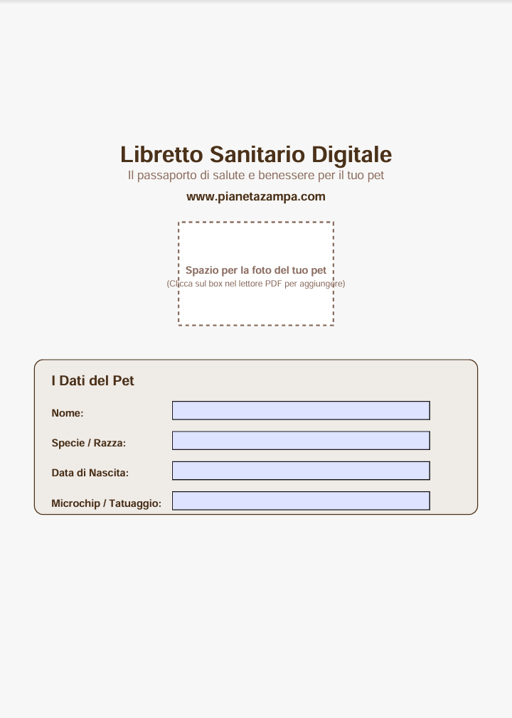 Libretto Sanitario Salute 360 ° : Libretto Digitale Personale per la vita del tuo Pet